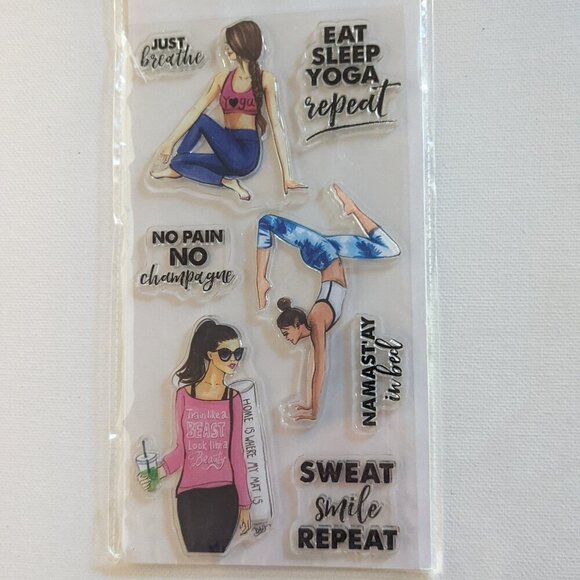 NWT Yoga Stamps Rong Rong 8 pc Clear Hampton Art Planner Fitness Workout Crafts - Picture 1 of 6